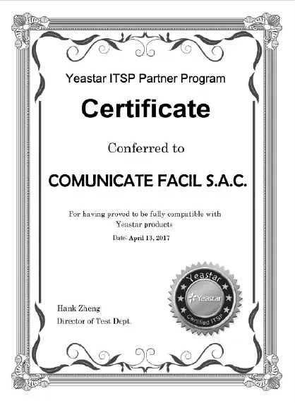 Certificado Partner Yeastar